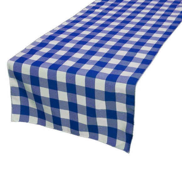 Cotton Print Table Runner Gingham Checkered Royal Blue
