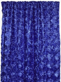 Satin Rosette 3D Pop up Flower Single Curtain Panel 54 Inch Wide - Royal Blue