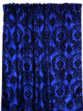 Flocking Damask Taffeta Window Curtain 56 Inch Wide - Royal Blue