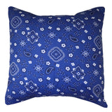 Cotton Bandanna Print Floral Decorative Throw Pillow/Sham Cushion Cover Royal Blue
