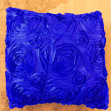 Satin Rosette Decorative Throw Pillow/Sham Cushion Cover Royal Blue