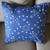 Cotton Bandanna Print Floral Decorative Throw Pillow/Sham Cushion Cover Royal Blue
