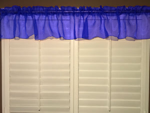 Sheer Organza Window Valance 58" Wide Solid Royal Blue