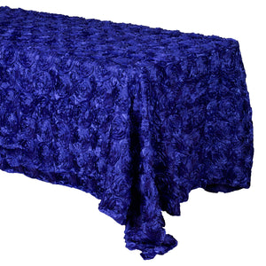 Satin Rosette 3D Pop-Up Floral Tablecloth Royal Blue