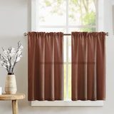 Shiny Satin Solid Café Tier Curtains Window Treatment Kitchen Home Décor