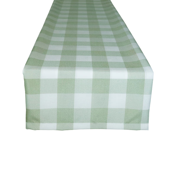 Poplin Table Runner Buffalo Gingham Checkered Sage and White