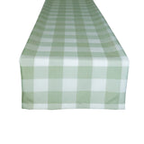 Poplin Table Runner Buffalo Gingham Checkered Sage and White