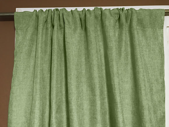 Faux Burlap Texture Polyester Solid Single Curtain Panel 58 Inch Wide Sage
