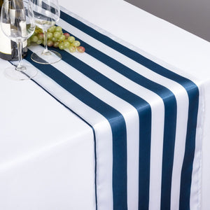 Satin Stripe Table Runner - 1 Inch Wide Stripes Navy