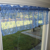 Floral Lace Window Valance 58 Inch Wide Sea Blue