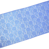 Light Weight Floral Sheer Lace Table Runner / Wedding Table Top Décor (Pack of 8) Sea Blue