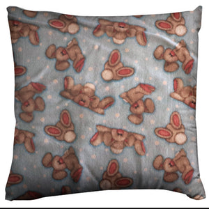 Flannel Throw Pillow/Sham Cushion Cover Silly Bunny on Blue