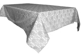 Sheer Lace Tablecloth Overlay Wedding and Party Decoration Silver