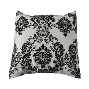 Flocked Damask Decorative Throw Pillow/Sham Cushion Cover Black on Silver