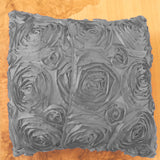 Satin Rosette Decorative Throw Pillow/Sham Cushion Cover Silver