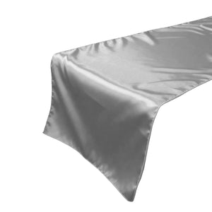 Shiny Satin Table Runner Solid Silver