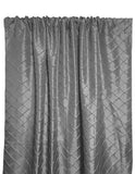 Pintuck Taffeta Cross Stitch Pattern Single Curtain Panel 54 Inch Wide - Silver