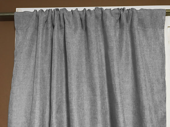 Faux Burlap Texture Polyester Solid Single Curtain Panel 58 Inch Wide Silver