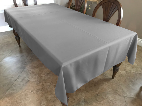 Polyester Poplin Gaberdine Durable Tablecloth Solid Silver