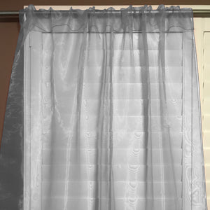 Sheer Tinted Organza Solid Single Curtain Panel 58 Inch Wide Silver
