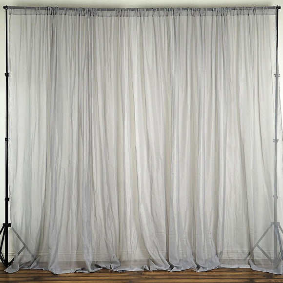 Sheer Chiffon Curtain Panel 58 Inch Wide Window Treatment Silver