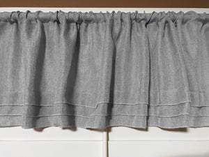 Faux Burlap Window Valance 58" Wide with Pleated Ruffles Silver