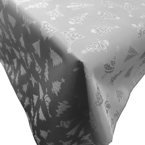 Heavy Brocade Shiny Christmas Tablecloth Christmas Trees Silver