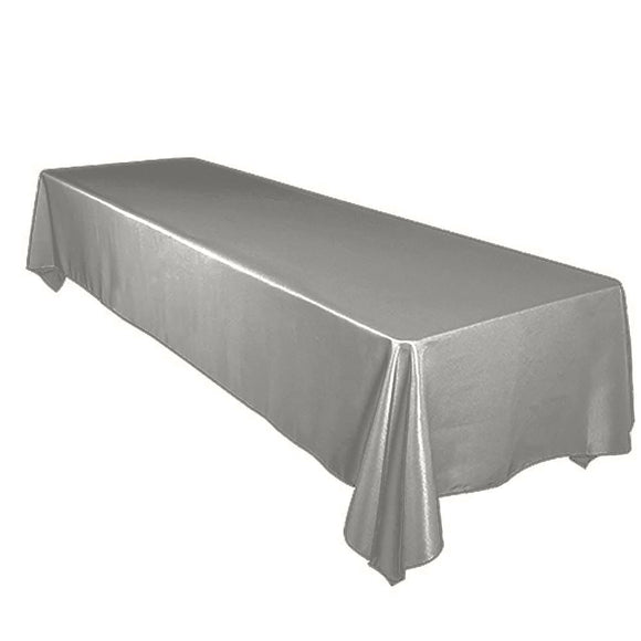 Shiny Satin Solid Tablecloth Silver
