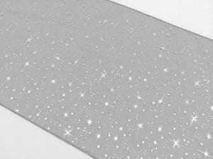 Light Weight Sheer Organza with Silver Stars Decorative Table Runner Silver