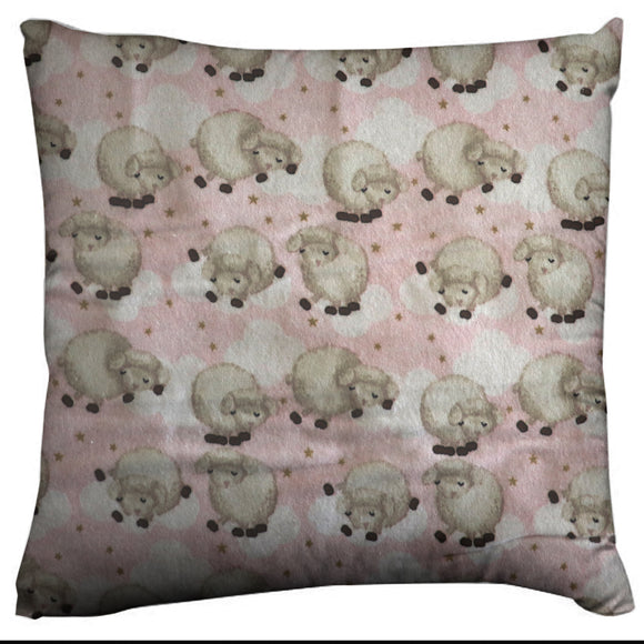 Flannel Throw Pillow/Sham Cushion Cover Sleepy Sheep on Clouds