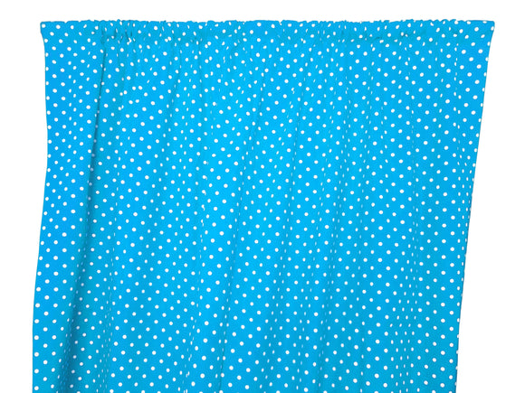 Cotton Curtain Polka Dots Print 58 Inch Wide / Small Dots White on Turquoise
