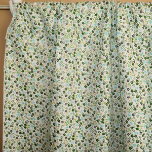 Cotton Curtain Floral Print 58 Inch Wide Small Flowers Allover Green on White