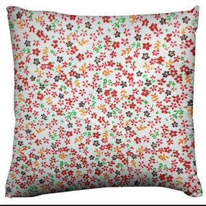 Cotton Floral Small Flowers Throw Pillow/Sham Cushion Cover - Red on White