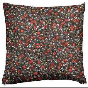 Cotton Floral Small Flowers Throw Pillow/Sham Cushion Cover - Black