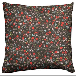 Cotton Small Flower Print Floral Decorative Throw Pillow/Sham Cushion Cover Black