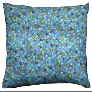 Cotton Floral Small Flowers Throw Pillow/Sham Cushion Cover - Blue