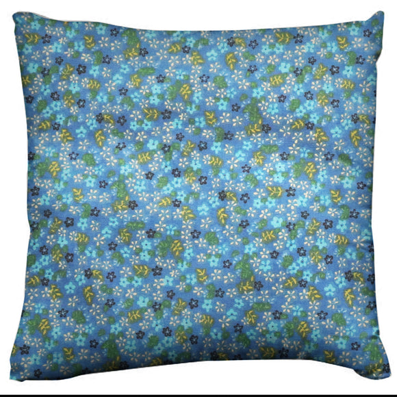 Cotton Small Flower Print Floral Decorative Throw Pillow/Sham Cushion Cover Blue