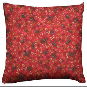 Cotton Floral Small Flowers Throw Pillow/Sham Cushion Cover - Red