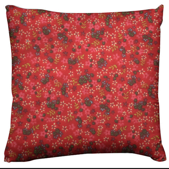 Cotton Small Flower Print Floral Decorative Throw Pillow/Sham Cushion Cover Red