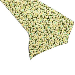 Cotton Print Table Runner Floral Small Flowers Allover - Green on White
