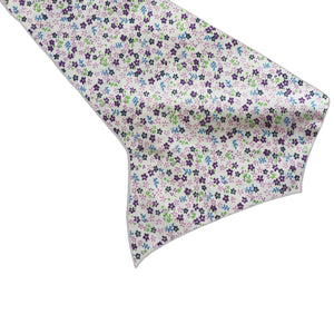 Cotton Print Table Runner Floral Small Flowers Allover - Purple on White