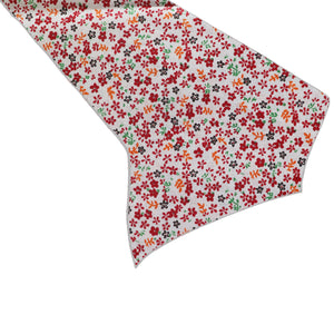 Cotton Print Table Runner Floral Small Flowers Allover - Red on White