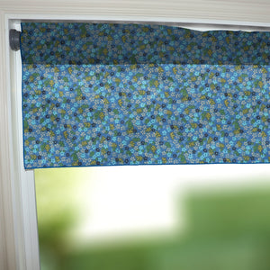 Cotton Window Valance Floral Print Small Flowers Allover 58 Inch Wide - Blue