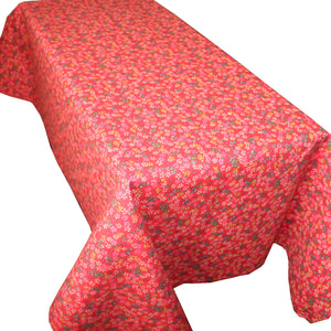 Cotton Tablecloth Floral Print Small Flowers Allover Red