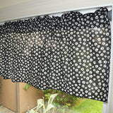 Cotton Window Valance Animal Paw Print Tiny White Paws on Black 58 Inch Wide