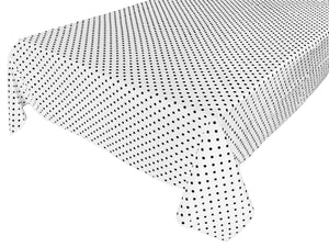 Cotton Tablecloth Polka Dots Print Small - Black Dots on White
