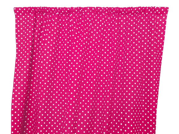 Cotton Curtain Polka Dots Print 58 Inch Wide / Small Dots White on Fuchsia