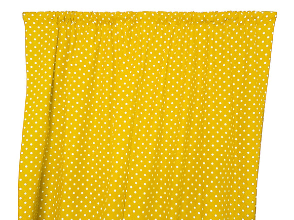 Cotton Curtain Polka Dots Print 58 Inch Wide / Small Dots White on Yellow