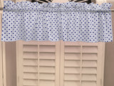 Cotton Window Valance Polka Dots Print 58 Inch Wide / Small Dots - Navy on White