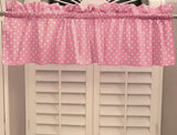Cotton Window Valance Polka Dots Print 58 Inch Wide / Small Dots - White on Pink